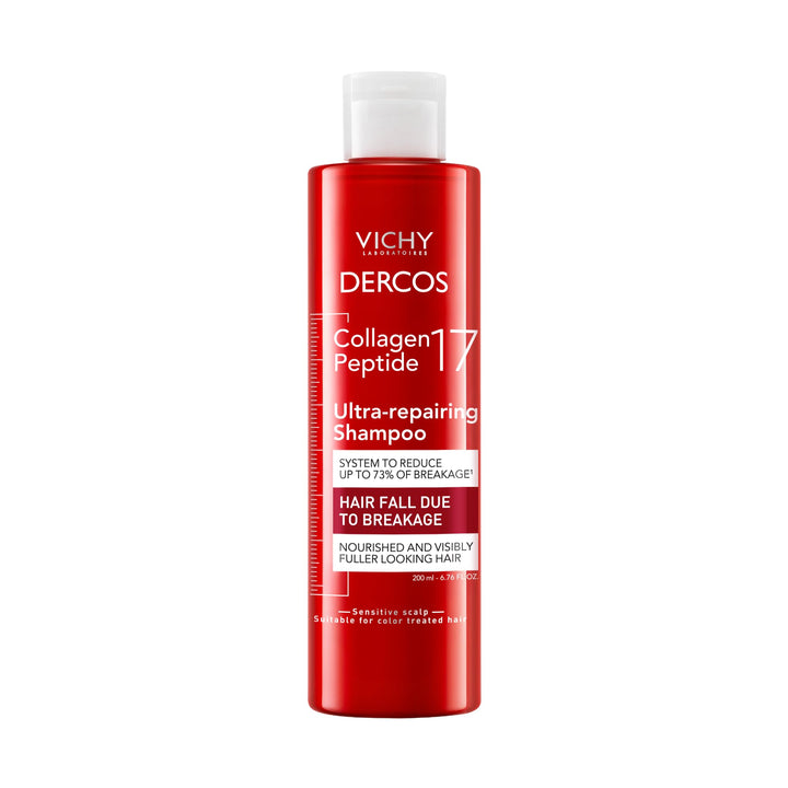 VICHY Dercos shampoo front bottle showing label and volume benefit