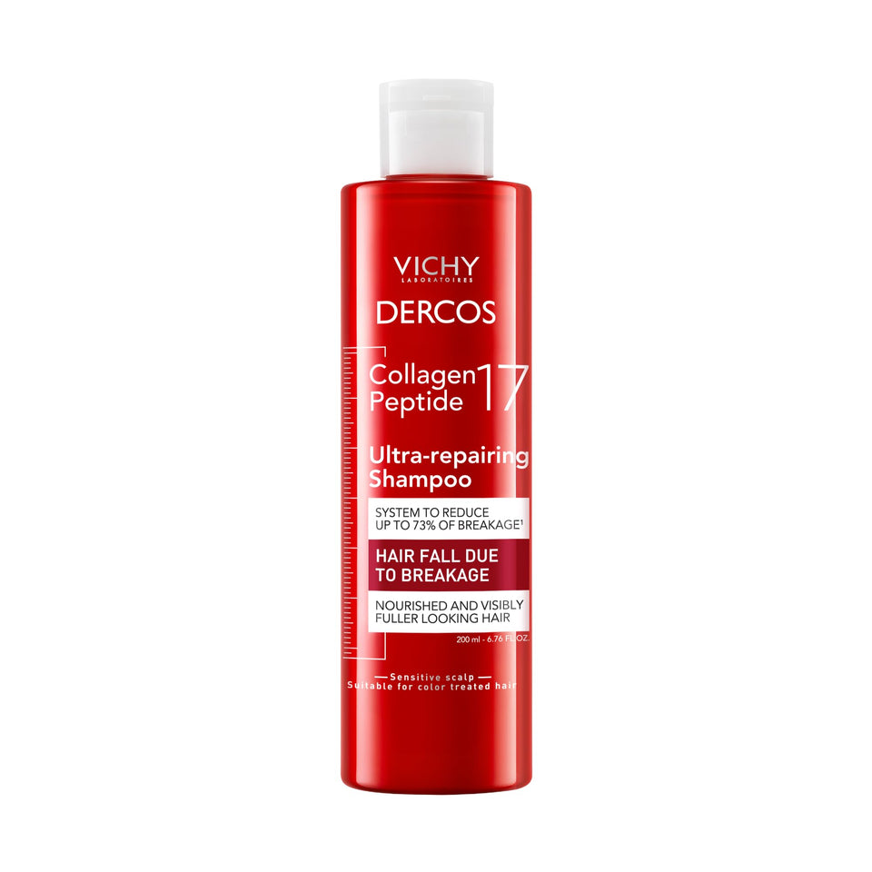 VICHY Dercos shampoo front bottle showing label and volume benefit