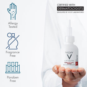 Vichy ingredient label displaying peptides and prebiotic ferment benefits