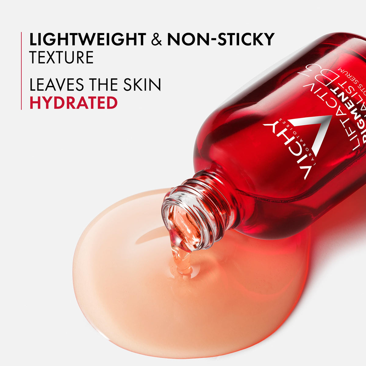 Vichy applying serum to cheek demonstrating targeted dark-spot care