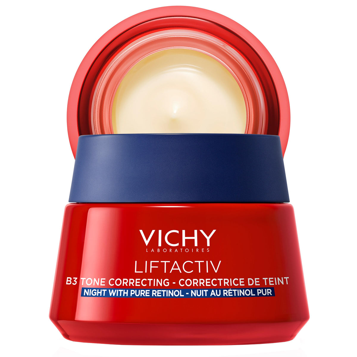 VICHY front packaging showing product jar and label, benefits visible