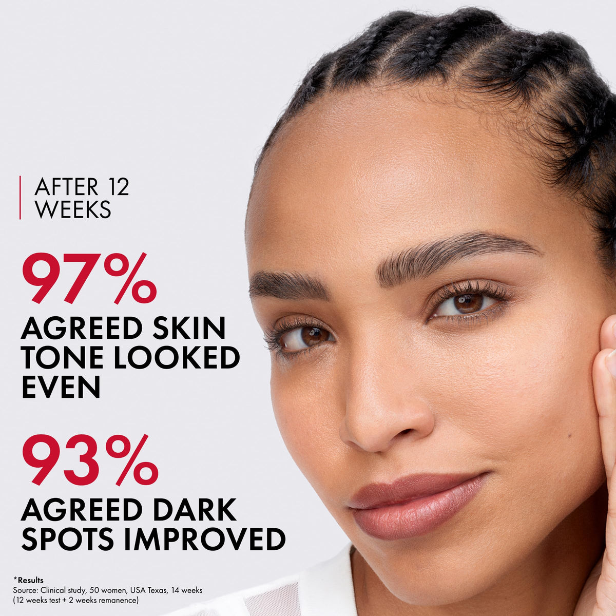 Vichy bottle in hand illustrating size and easy application benefit