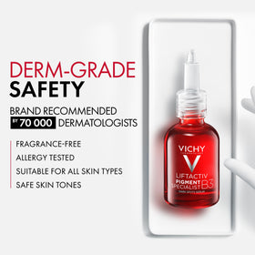 Vichy product box label close-up showing active ingredients and claims