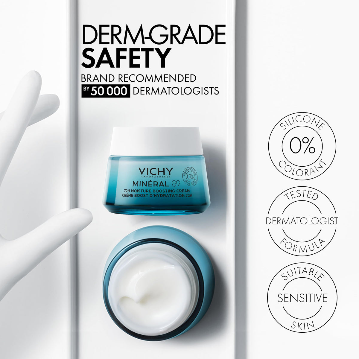 VICHY Minéral 89 with Vichy volcanic mineral water bottle showing mineral-rich barrier support