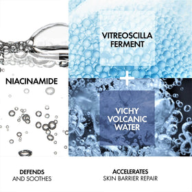 Vichy milky serum texture close-up highlighting quick absorption benefit