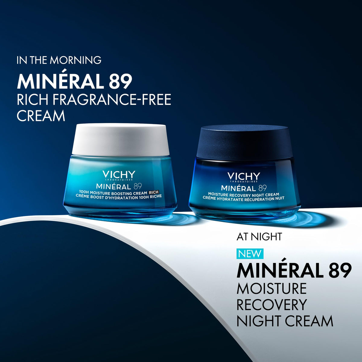 VICHY Minéral 89 open jar top view showing creamy formula and appealing finish for skin