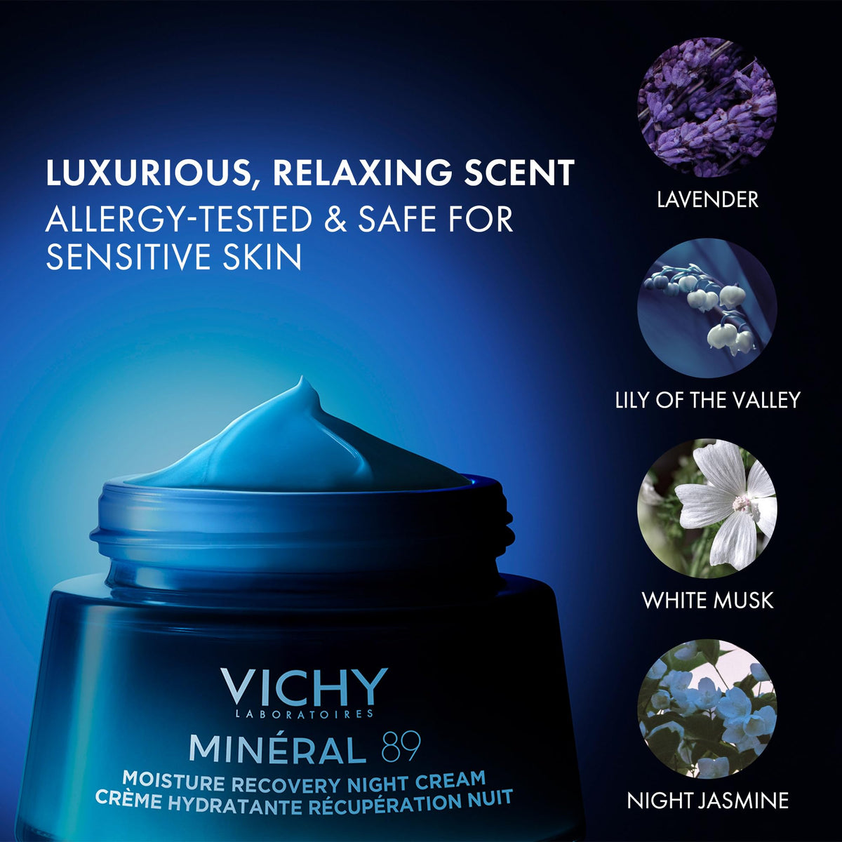 VICHY Minéral 89 next to a ruler for size comparison illustrating compact 50ml benefit