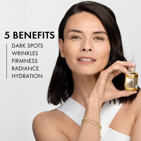Vichy Neovadiol serum dropper and silky texture, highlights quick absorption benefit