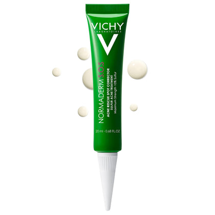 Vichy front packaging showing Normaderm S.O.S spot corrector and benefits