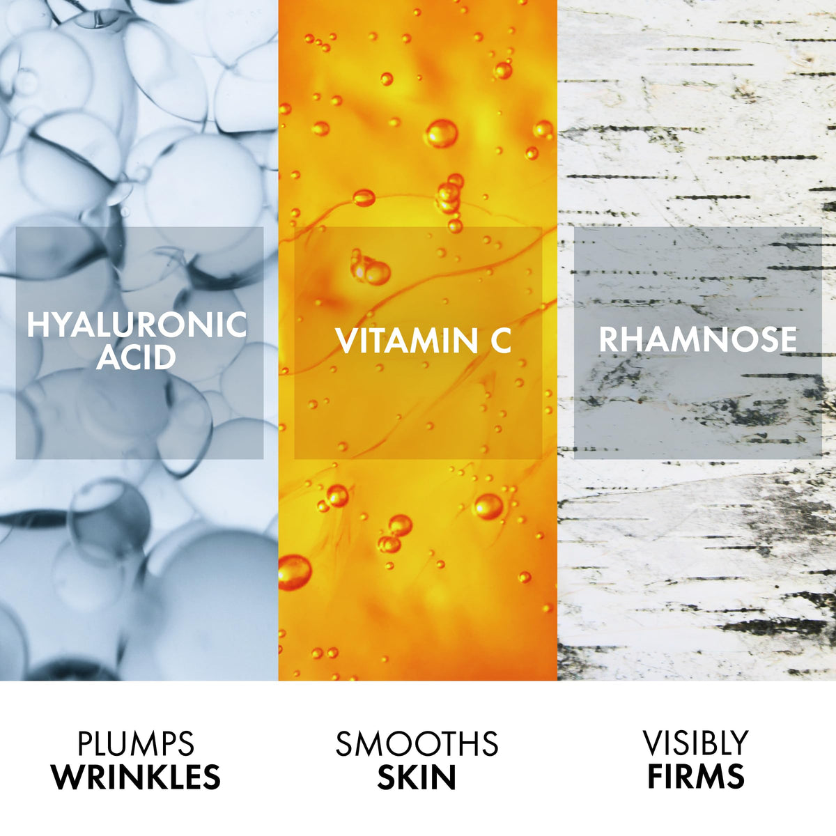 VICHY product label and ingredient list close-up highlighting key actives and benefits