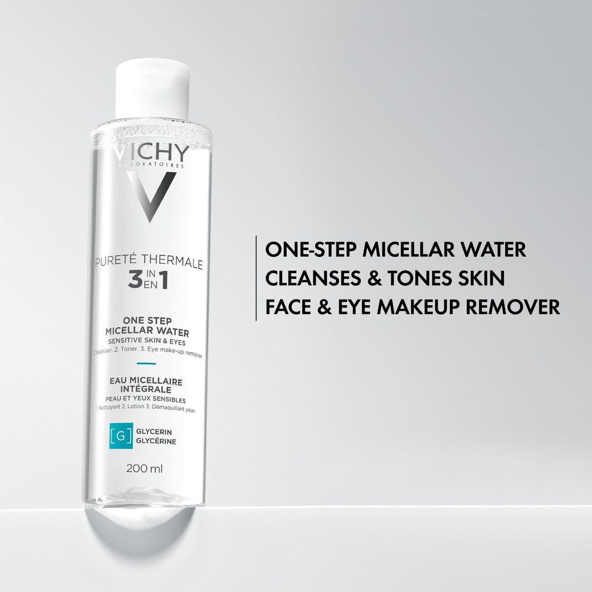 Vichy bottle cap open illustrating easy dispense and controlled use