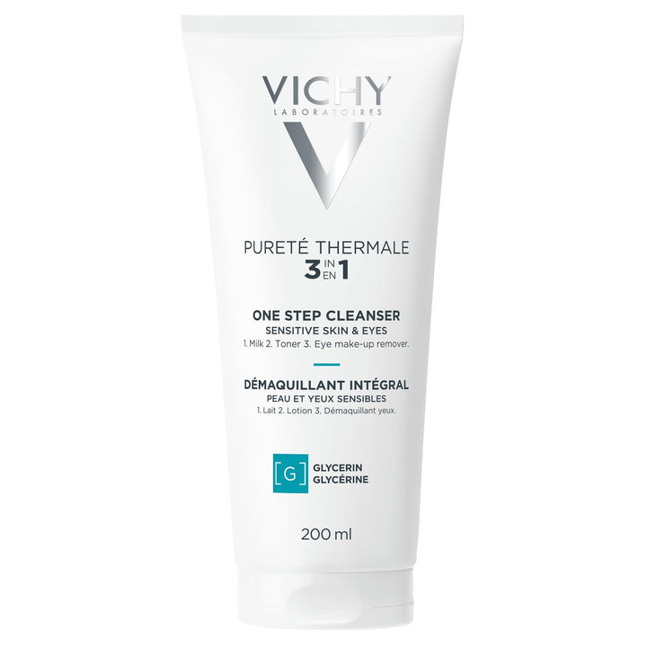 VICHY front packaging of Pureté Thermale cleanser showing label and bottle benefit