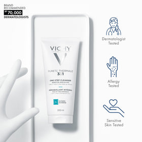 VICHY close-up milky texture highlighting gentle, non-oily cleansing benefit