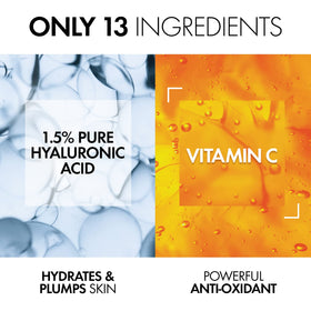 Vichy applying serum to face and neck demonstrating quick absorption benefit