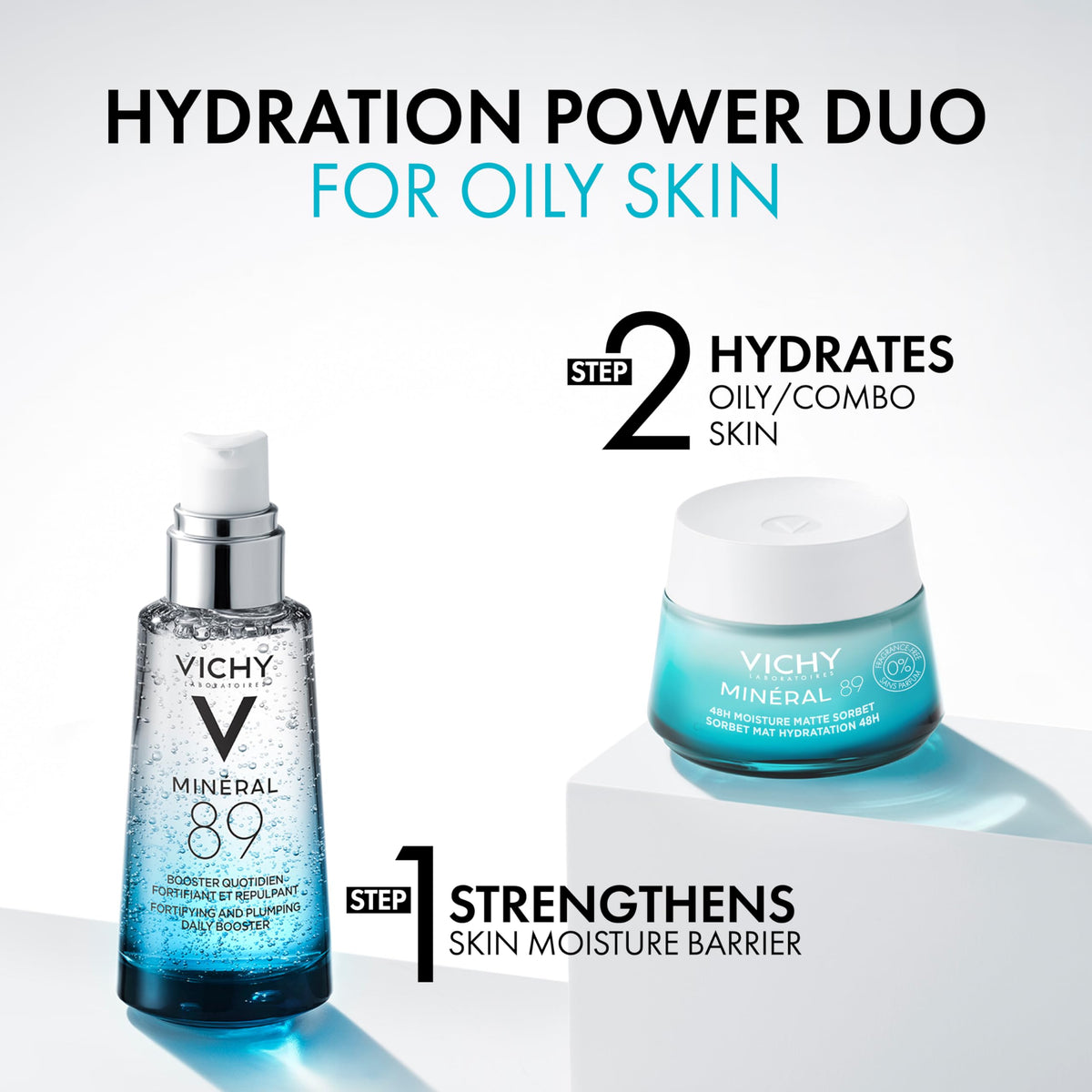 VICHY jar held in hand for size comparison showing portability and daily-use benefit