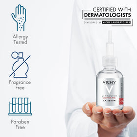Vichy serum texture on skin close-up showing lightweight finish benefit