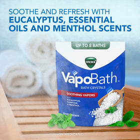 Vicks VapoBath close-up of crystal texture highlighting quick dissolution benefit