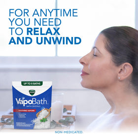 Vicks VapoBath being poured under running water showing simple, mess-free use