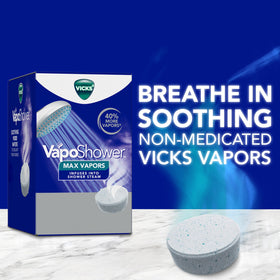 Vicks tablet dissolving under warm shower water showing fast aroma diffusion