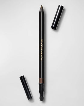 Victoria Beckham Satin Kajal Cocoa front packaging showing pencil and cap, elegant branding benefit