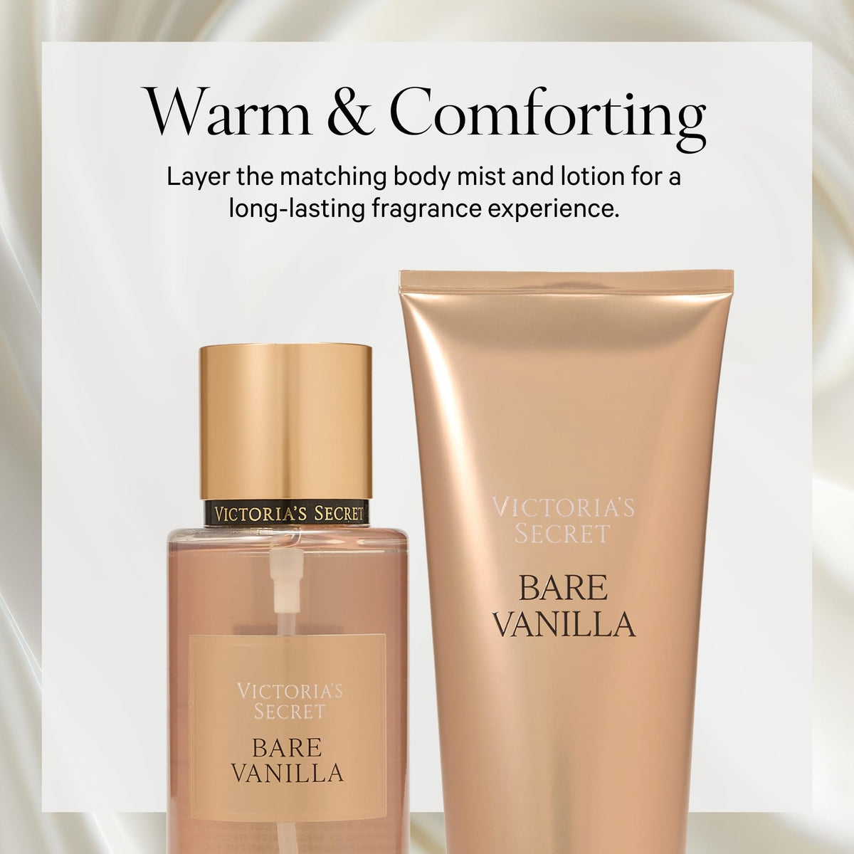 Victoria's Secret applying lotion on forearm to show quick absorption and visible softness