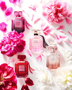 Victoria's Secret product on a bathroom shelf lifestyle shot, suggests daily routine integration
