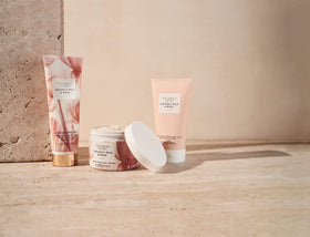 Victoria's Secret lotion staged in bathroom for daily-routine benefit