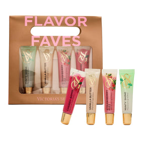 Victoria's Secret front packaging showing four flavored glosses and gift-ready presentation, great for gifting