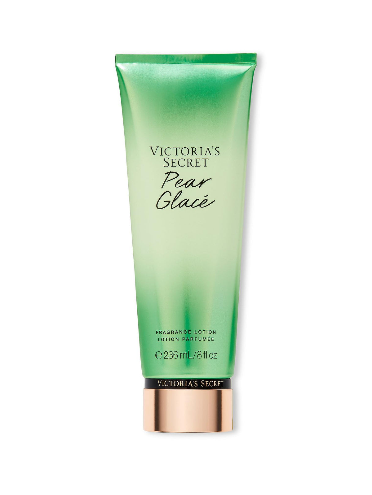 Victoria's Secret front bottle view showing pear glace packaging and inviting fragrance