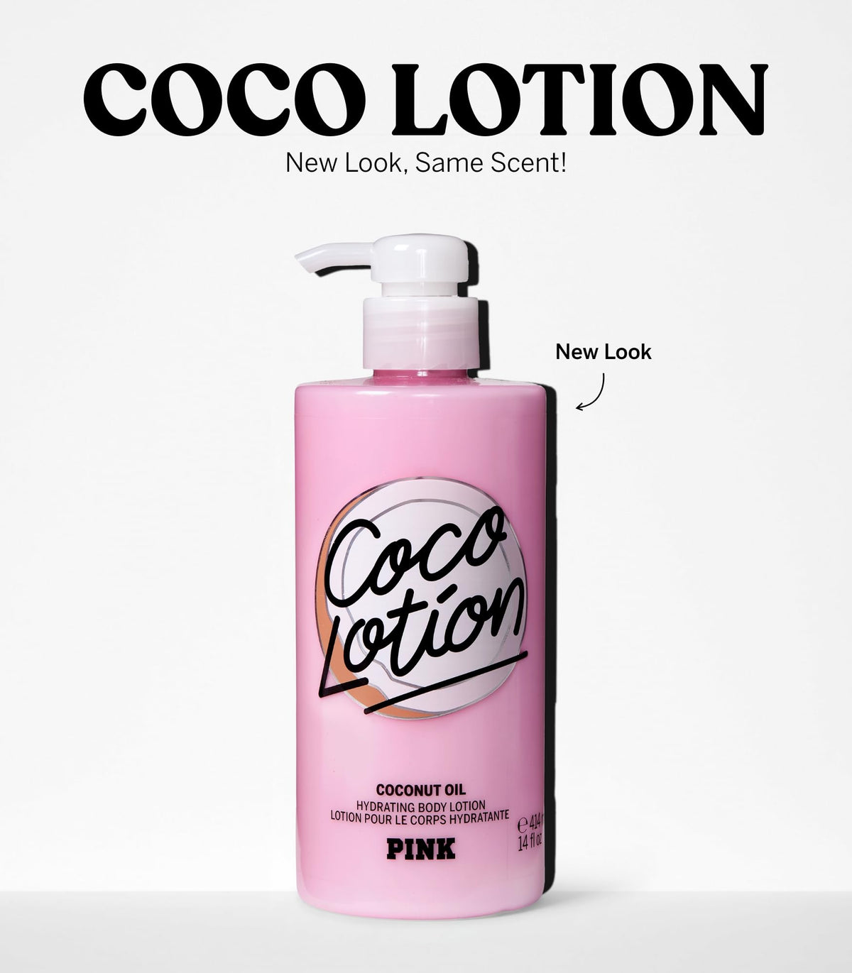 Victoria's Secret PINK ingredients label showing coconut oil and fatty acids benefits