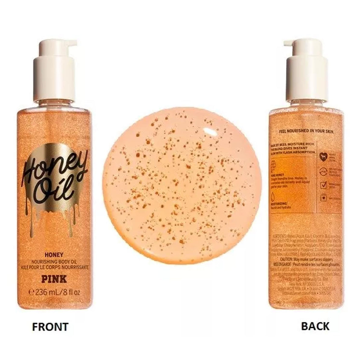Victoria's Secret label detail showing dye-free claim and fragrance information clearly
