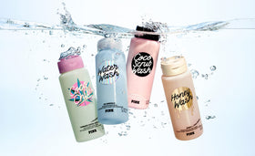 Victoria's Secret Pink bottle beside common items for size and scale