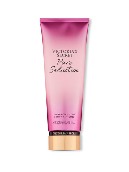 Victoria's Secret front packaging of Pure Seduction lotion shows bottle and brand benefits