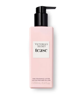 Victoria's Secret pump dispenser detail highlighting easy application benefit