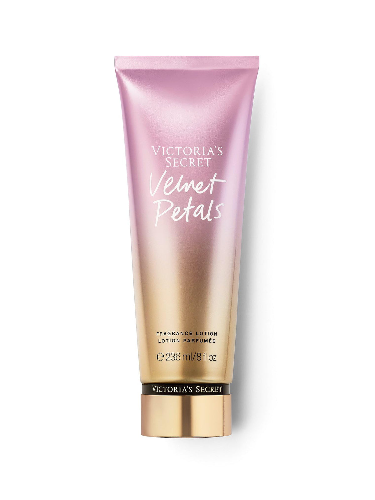 Victoria's Secret front packaging showing Velvet Petals 8 oz and attractive design benefit: recognizable gift-ready look