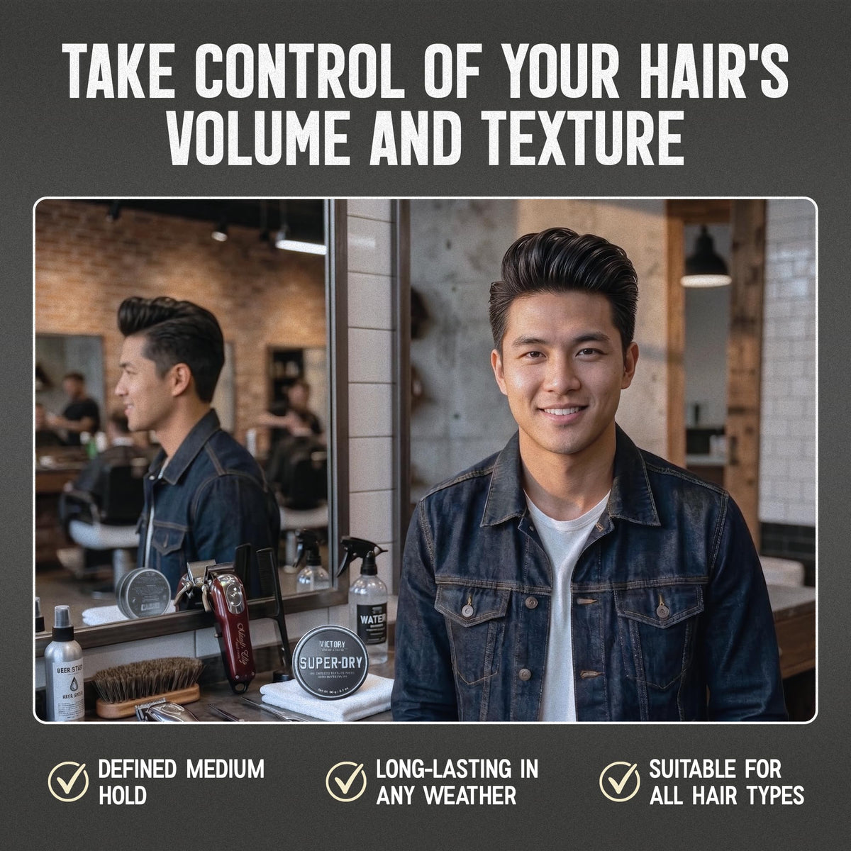 Victory Barber & Brand paste texture close-up demonstrating lightweight grip and matte texture