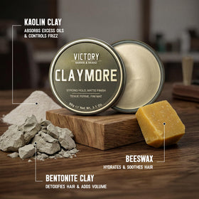 Victory Barber & Brand clay warming in hands to show easy application and pliable hold benefit