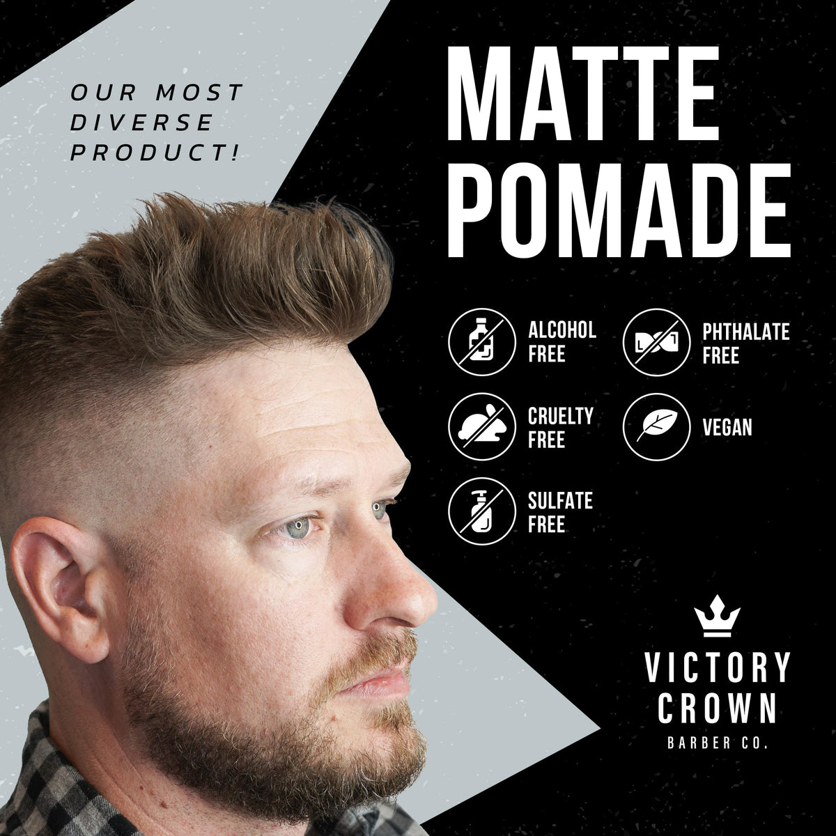 Victory Crown open tin close-up of matte texture showing easy-to-work consistency