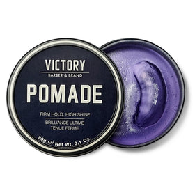 Victory Barber & Brand jar front view showing packaging and strong hold benefit