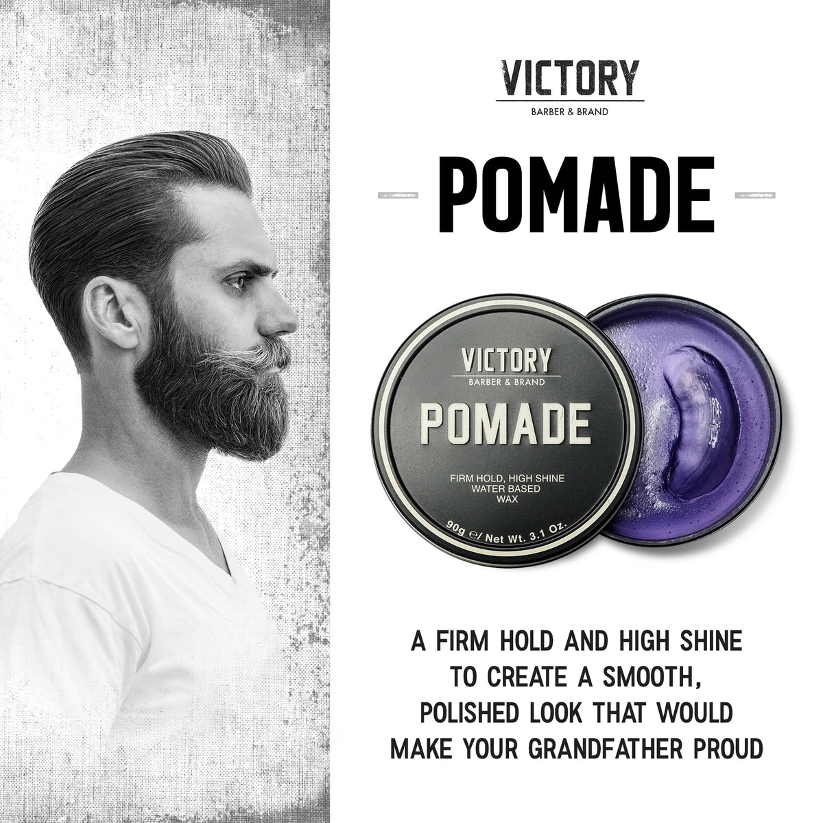 Victory Barber & Brand open jar texture close-up showing smooth application