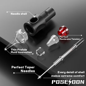 Vidattx Poseidon spiral nozzle close-up showing ink reservoir and anti-leak design benefit