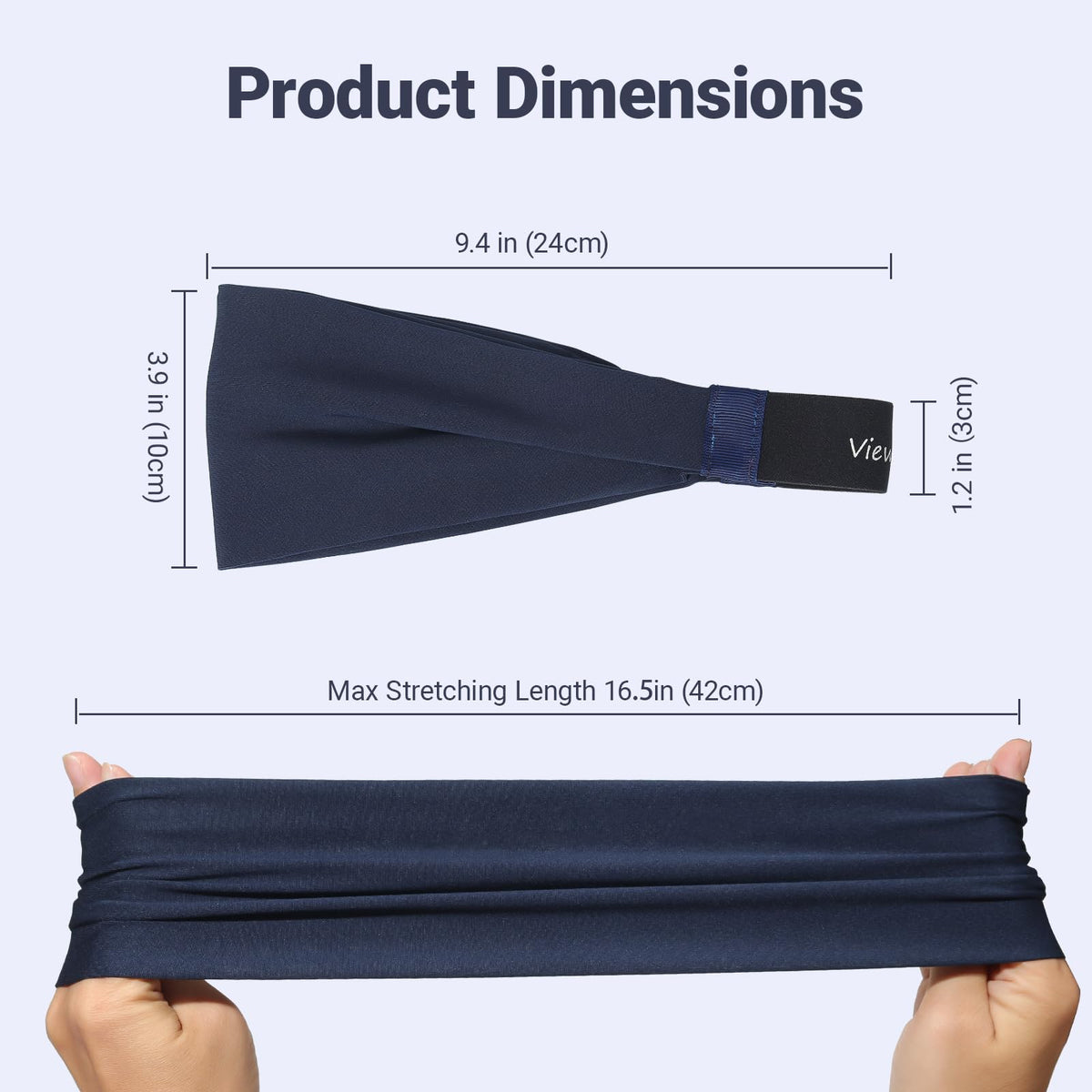 Viewind headband folded narrow to show two-way wearing flexibility and low profile
