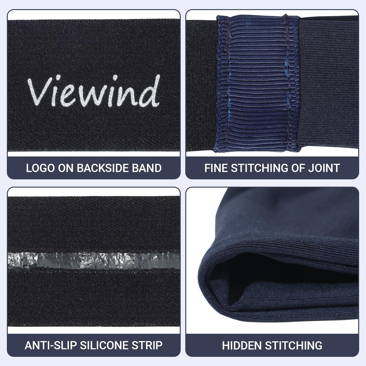 Viewind rear silicone anti-slip strip detail delivering secure grip during workouts