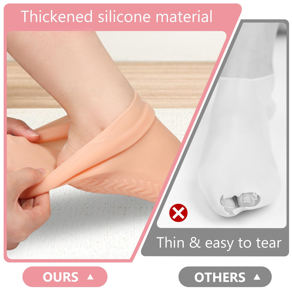 Vigdit silicone sock in use during a foot spa for deeper hydration