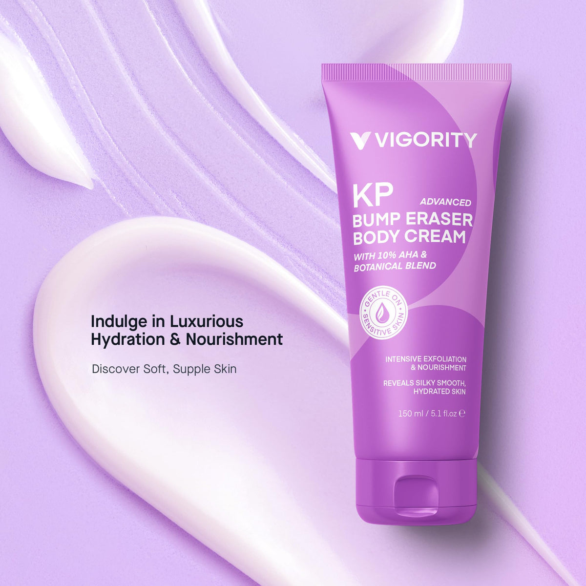 Vigority being applied to arm demonstrating exfoliation and smoother appearance