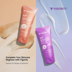 Vigority before and after results on thigh showing reduced bumps and improved texture
