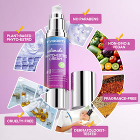 Vigority cream packaging label clearly showing paraben-free and botanical benefits