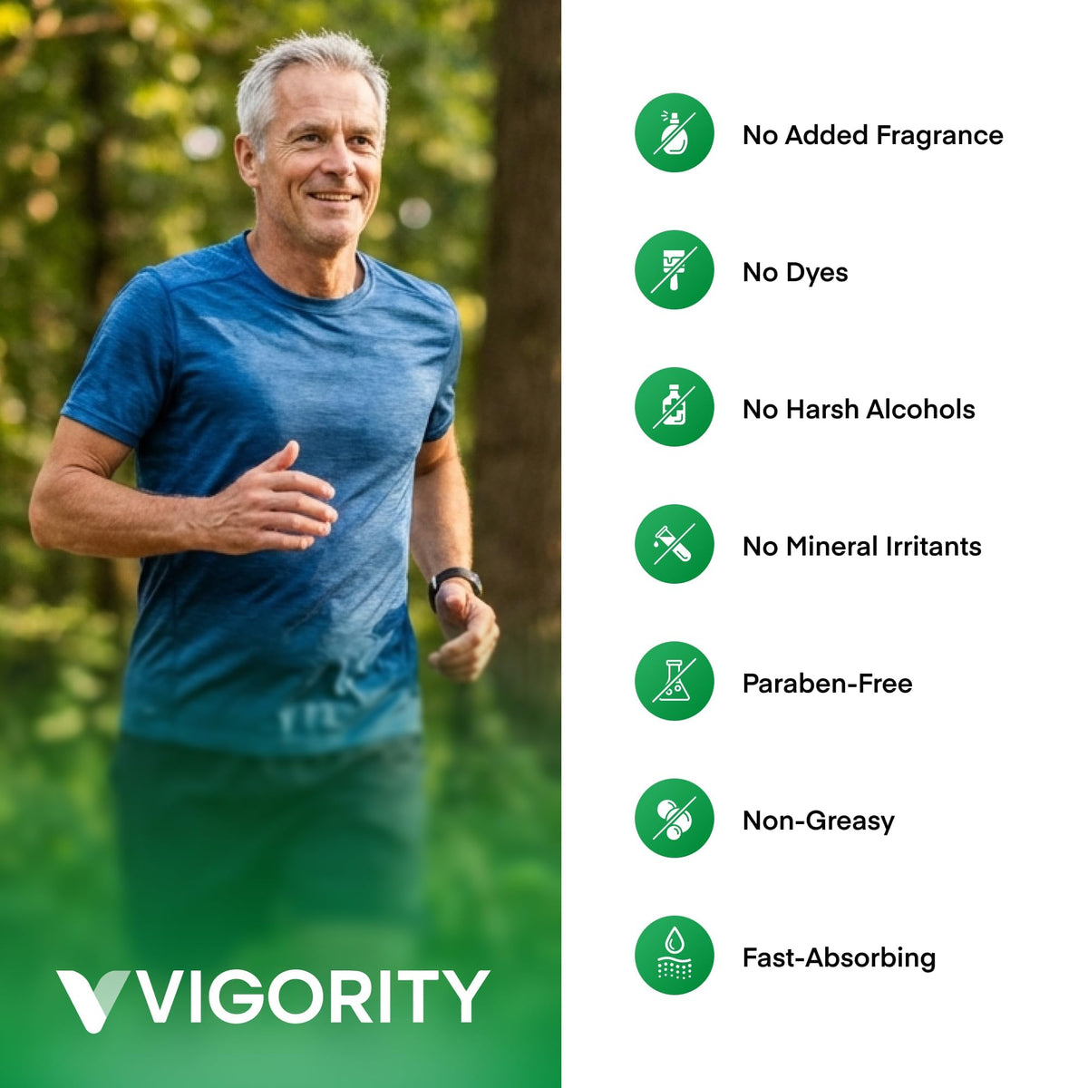 Vigority cream spread on palm demonstrating easy application and smooth feel