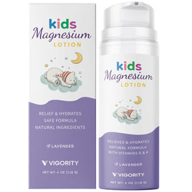 Vigority front packaging showing magnesium lotion for calming bedtime