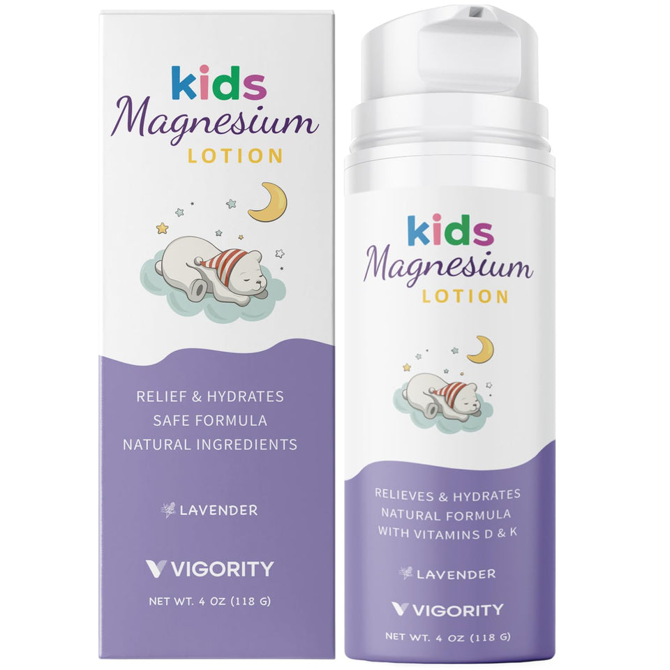 Vigority front packaging showing magnesium lotion for calming bedtime